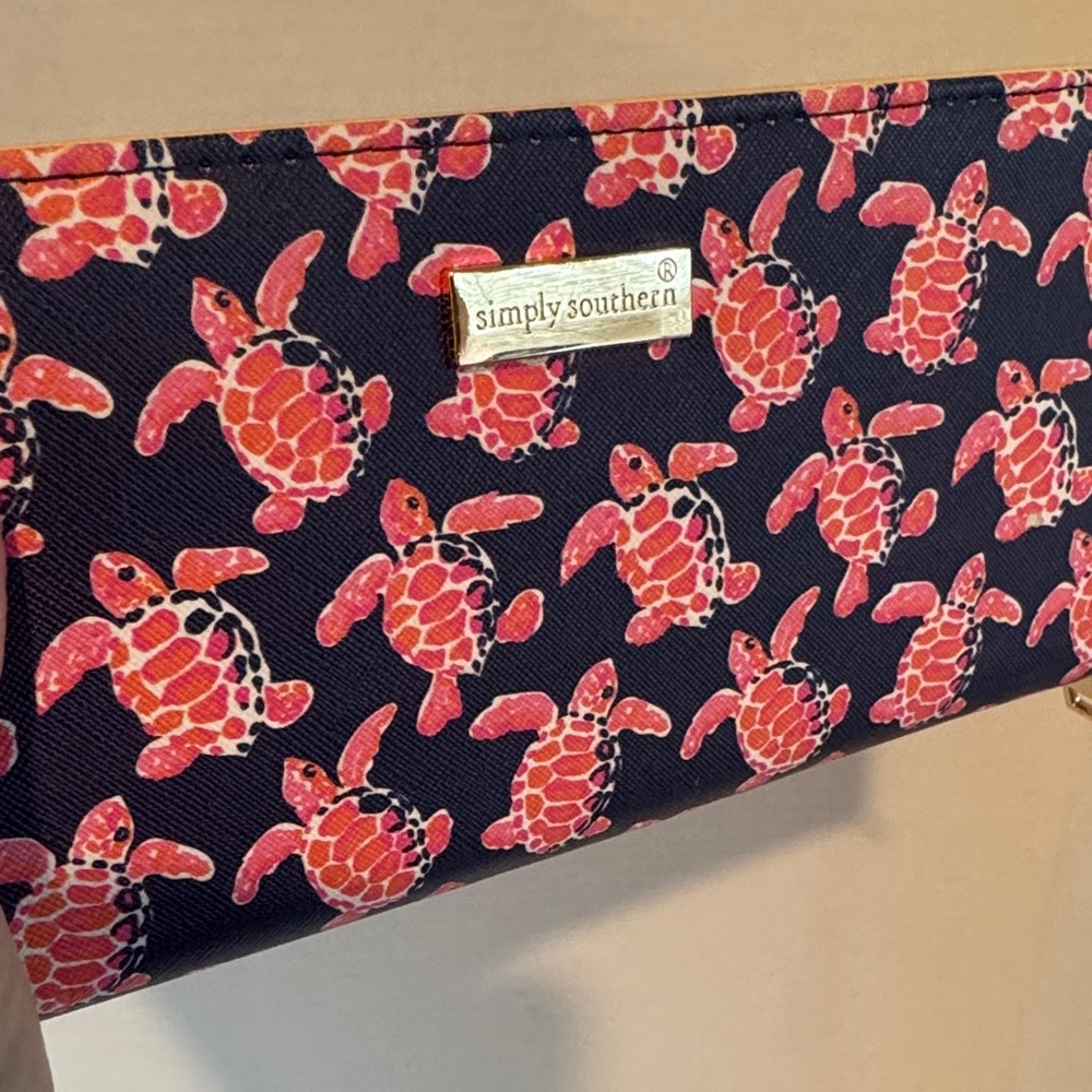 Simply Southern Navy Wallet with Pink Sea Turtle Print - Picture 2 of 4